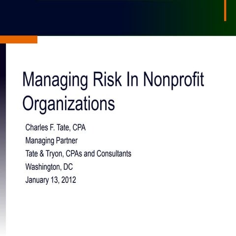 Managing Risk in Nonprofit Organizations