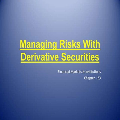 Managing risks with derivative securities, CH 23 Financial Markets & Institut...