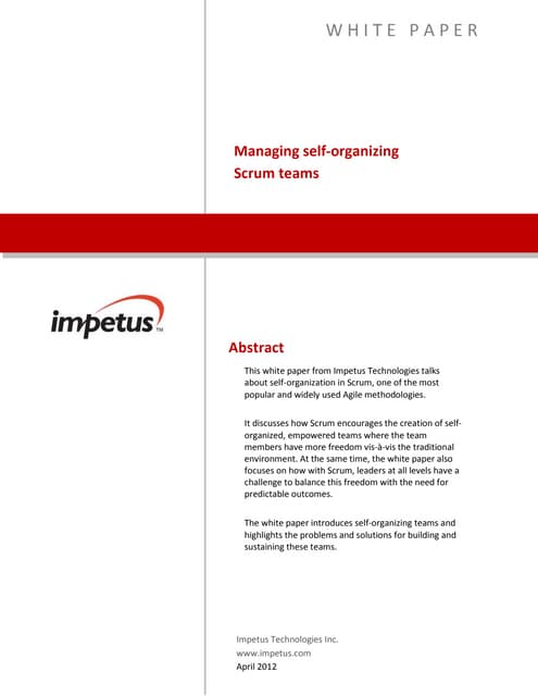 Managing Self-organizing SCRUM Team...