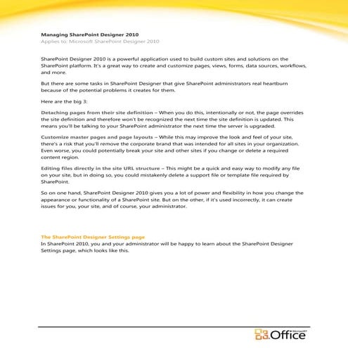 Managing Sharepoint Designer 2010    EPC Group