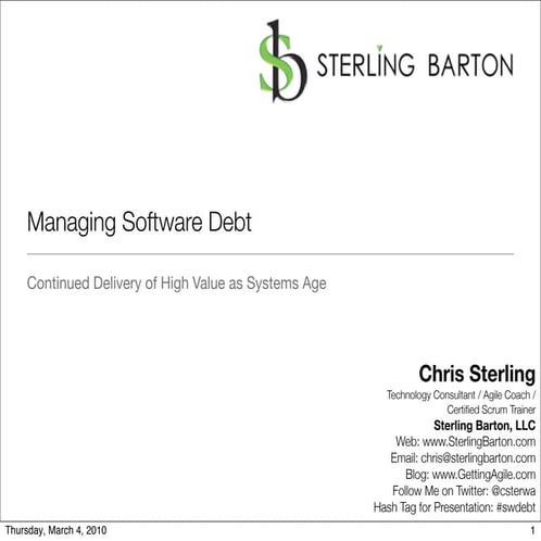 Managing Software Debt Agile Bazaar