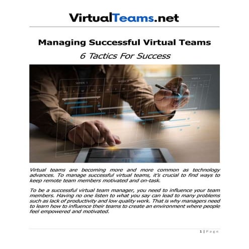 Managing Virtual Teams For High Performance – SYDT