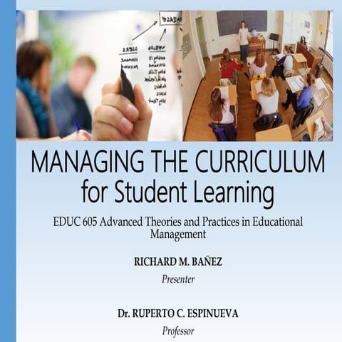 Managing the curriculum for student learning