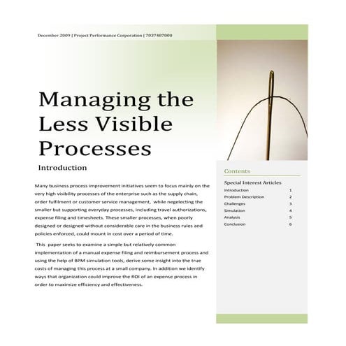 Managing The Less Visible Processes