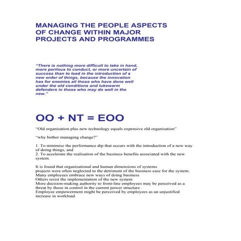 Managing the people aspects