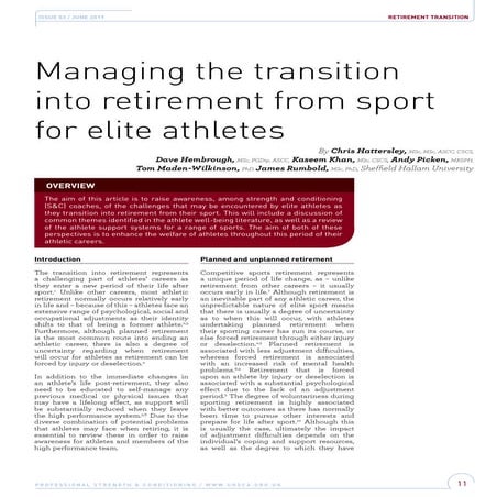 Managing the transition into retirement from sport for elite athletes