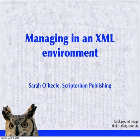 Managing technical communicators in an XML environment