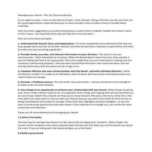 Managing your board   the ten commandments - part 1