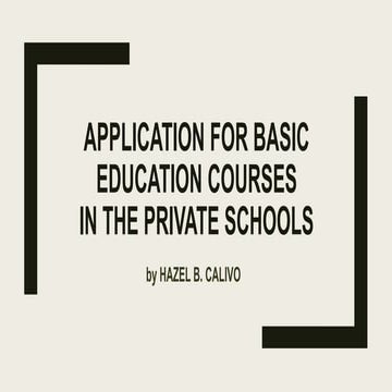 APPLICATION FOR BASIC EDUCATION COURSES IN THE PRIVATE SCHOOLS