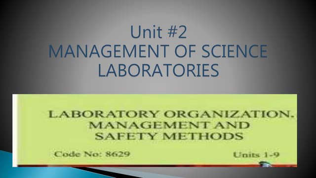 Managment of Science laboratory in laboratory organization