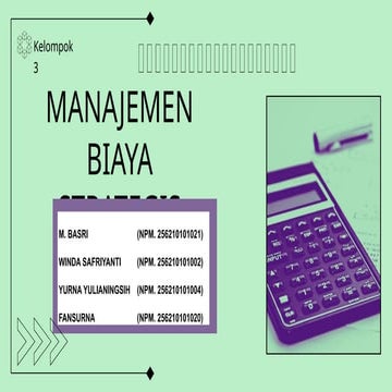 MANAJEMEN BIAYA STRATEGIS untuk memenuhi tugas akuntansi manajemen