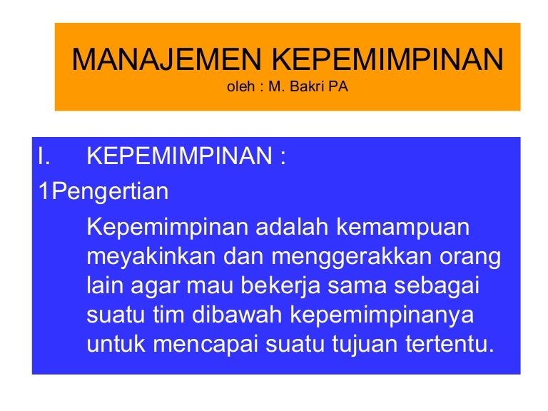 Manajemen Kepemimpinan