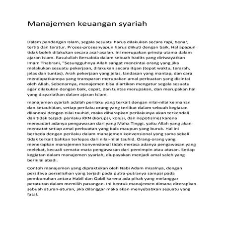 Manajemen keuangan syariah