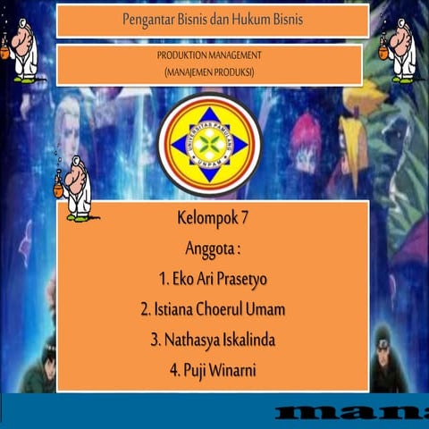 Manajemen produksi dalam matkul pengantar bisnis dan hukum bisnis 