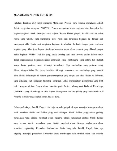 Manajemen proyek untuk epc