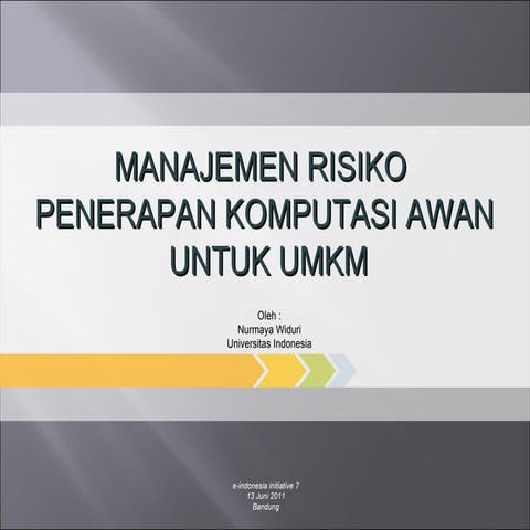 Manajemen risiko penerapan komputasi awan untuk umkm