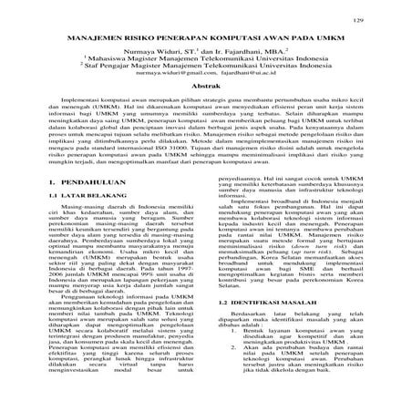 Manajemen risiko penerapan komputasi awan untuk umkm e ii 7