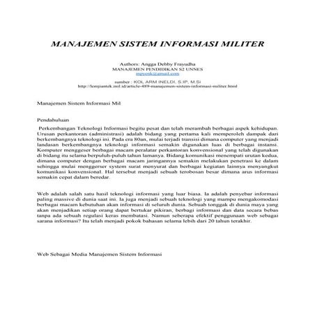 Manajemen sistem informasi militer