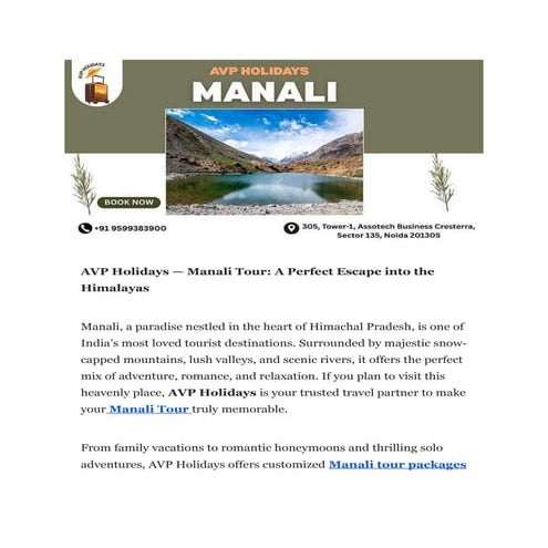 VP Holidays — Manali Tour: A Perfect Escape into the Himalayas