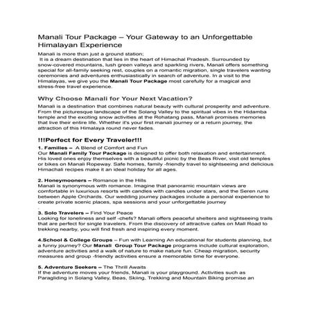 Best Manali Tour Package - journeyofhimalaya