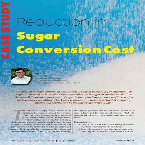 REDUCTION IN SUGAR CONVERSION COST | PDF