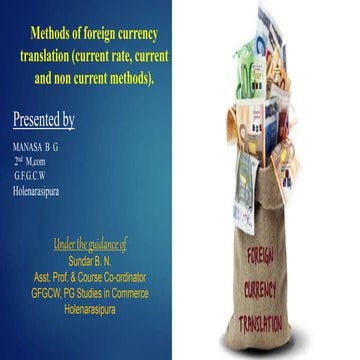 Methods of foreign currency translation (current rate, current and non curren...