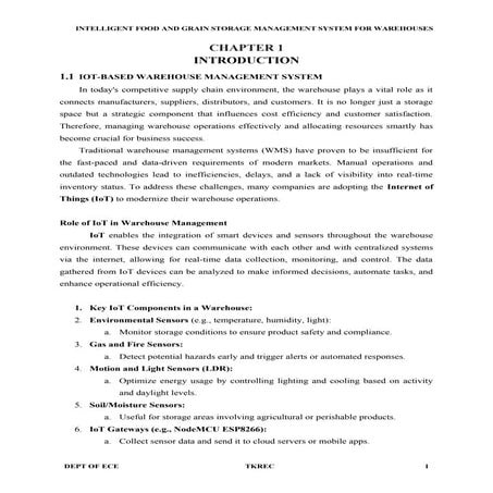 INTELLIGENT FOOD AND GRAIN STORAGE MANAGEMENT SYSTEM FOR WAREHOUSES