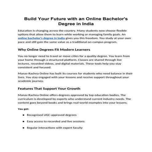 Build Your Future with an Online Bachelor's Degree in India