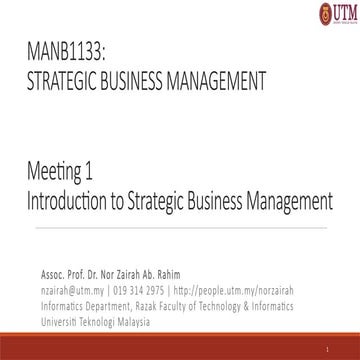 Strategic Business Management - Introduction