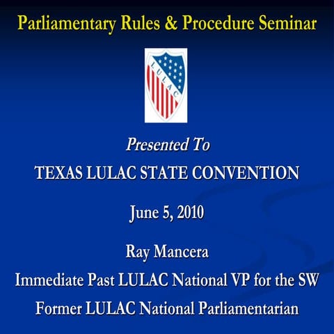 Mancera Parliamentary Procedures Seminar