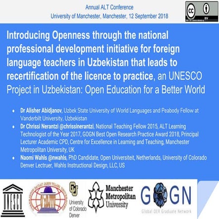 Introducing Openness through the national professional development initiative...