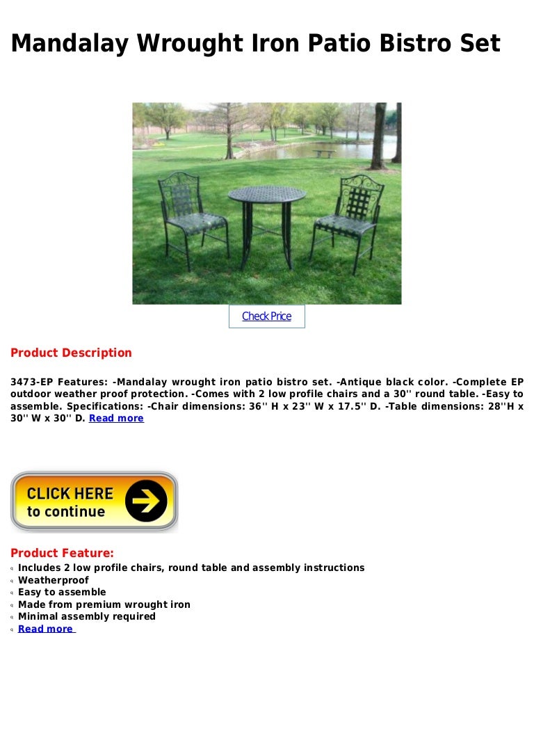 Mandalay Wrought Iron Patio Bistro Set