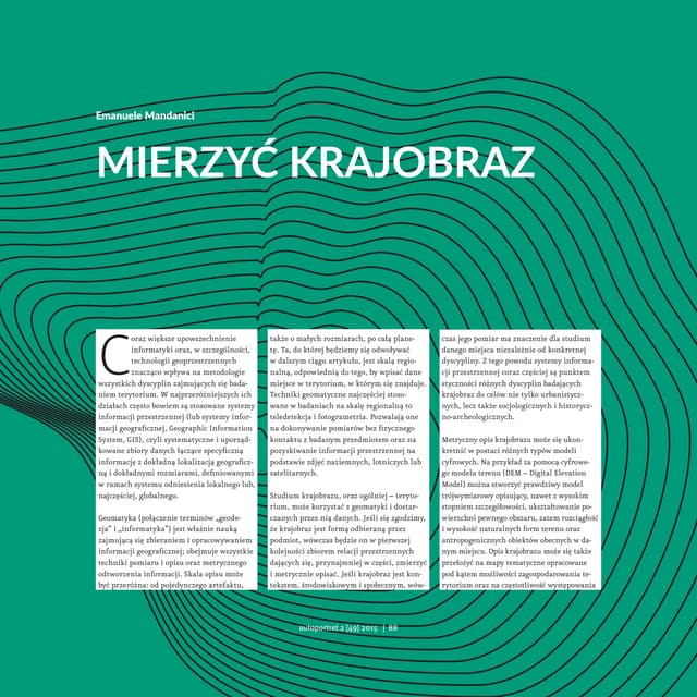 Emanuele Mandancini, Mierzyć krajobraz