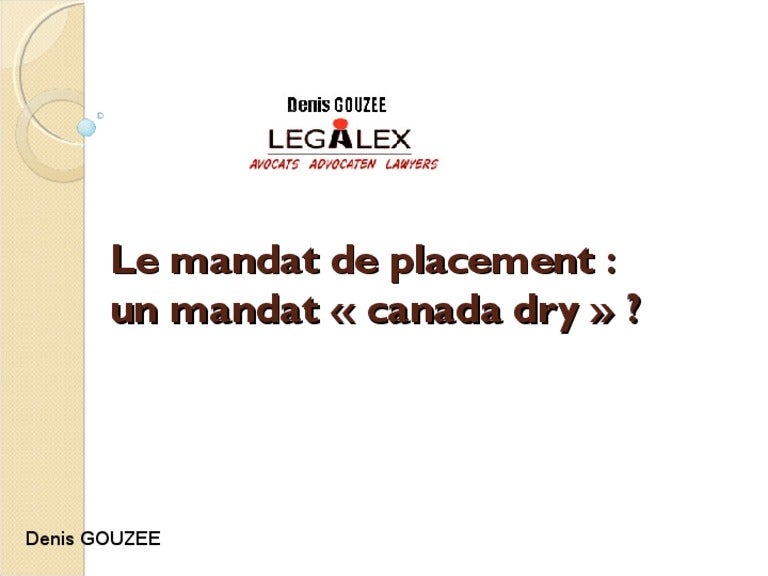 Mandat De Placement Changement D Intermediaire