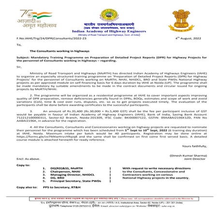 Mandatory course for DPR consultants - inviting nominations.pdf