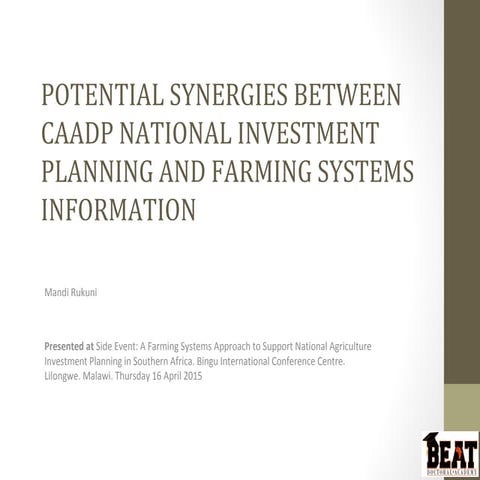 Potential Synergies between CAADP National Investment Planning and Farming Sy...