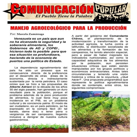 Manejo  Agroecológico  para  la  Producción