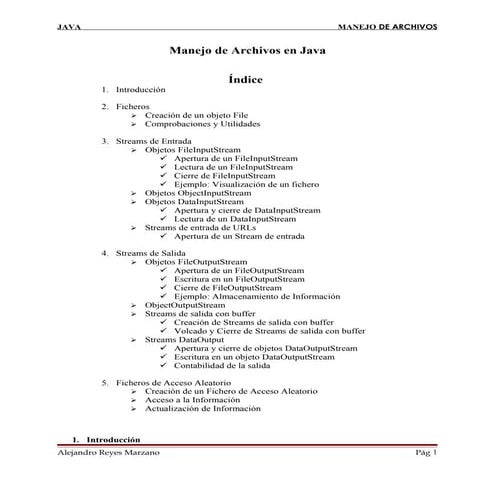 Manejo de archivos en JAVA | PDF