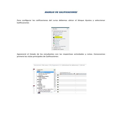 Manejo de calificaciones