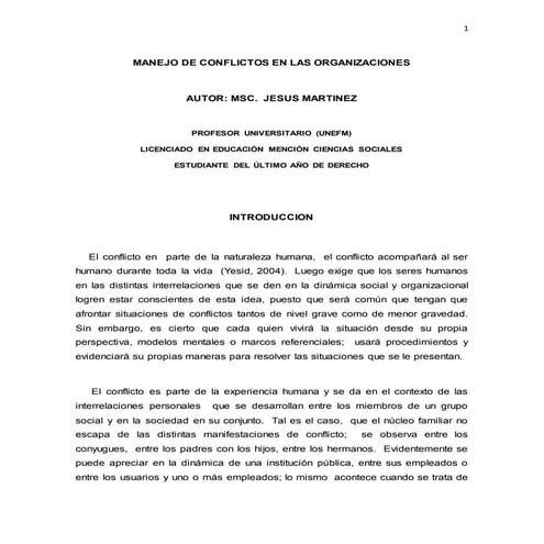 Manejo de conflictos en las organizaciones