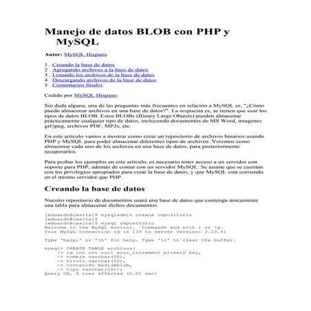 Manejo de datos blob con php y my sql