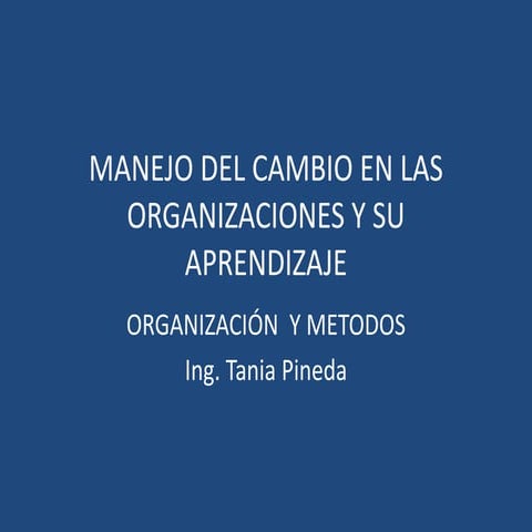Manejo Del Cambio En Las Organizaciones | PPTX