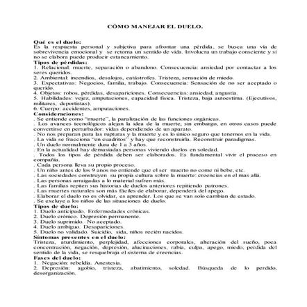 Manejo del duelo para imprimir