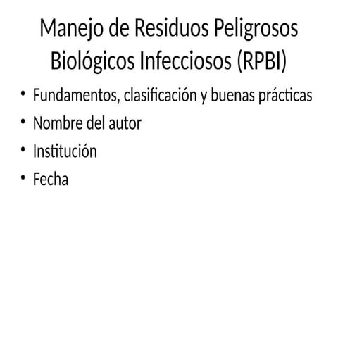 Manejo y Normativa de RPBI | PPTX