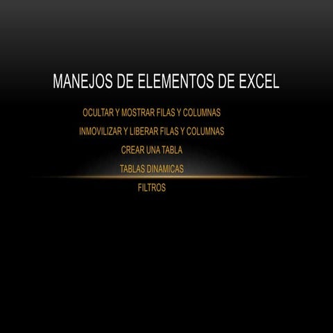 Manejos de elementos de excel