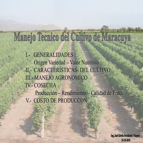 Manejo tecnico del cultivo de maracuya