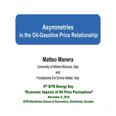 Asymmetries in the oil-gasoline price relationship