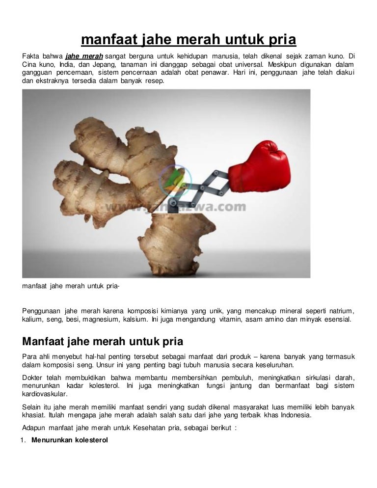 Manfaat Jahe Merah Bagi Pria