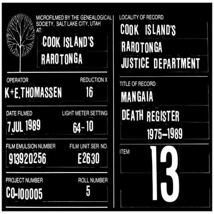 Mangaia death register 1975 1989 1,650,425 item 13 | PDF