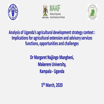 Analysis of Uganda’s agricultural development strategy context: Implications ...